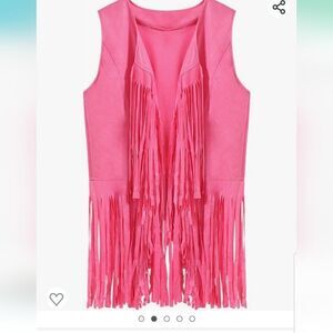70s Women Hippie Costume accessories, pink hippie disco vest Cosplay Pink bin#1